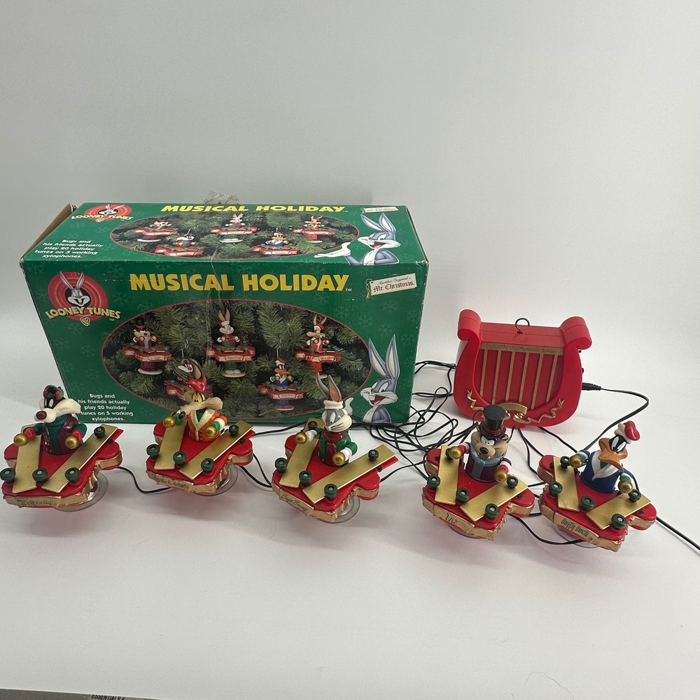 Looney Tunes Musical Holiday Xylophone Set Animated Christmas Decor Vintage Good